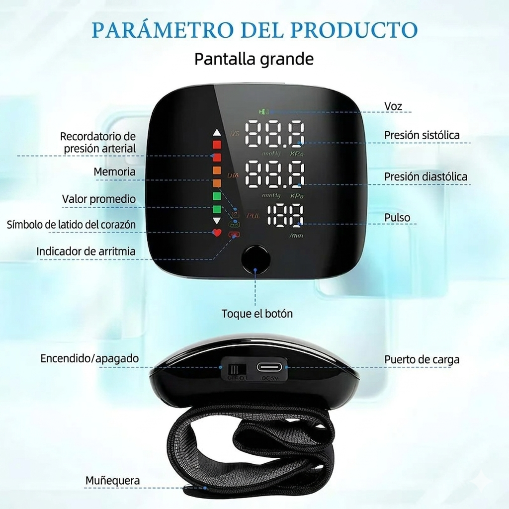 Monitor de presión arterial en la muñeca