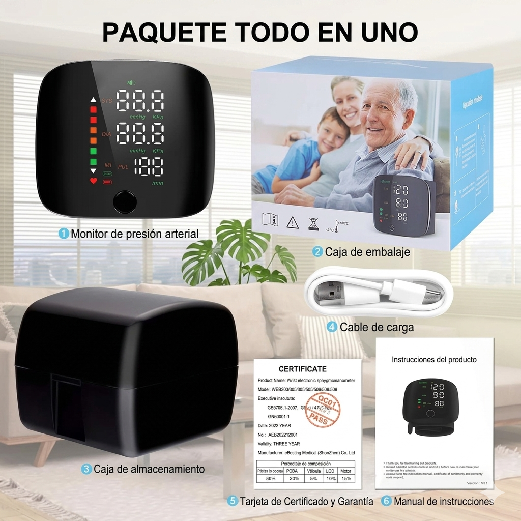 Monitor de presión arterial en la muñeca