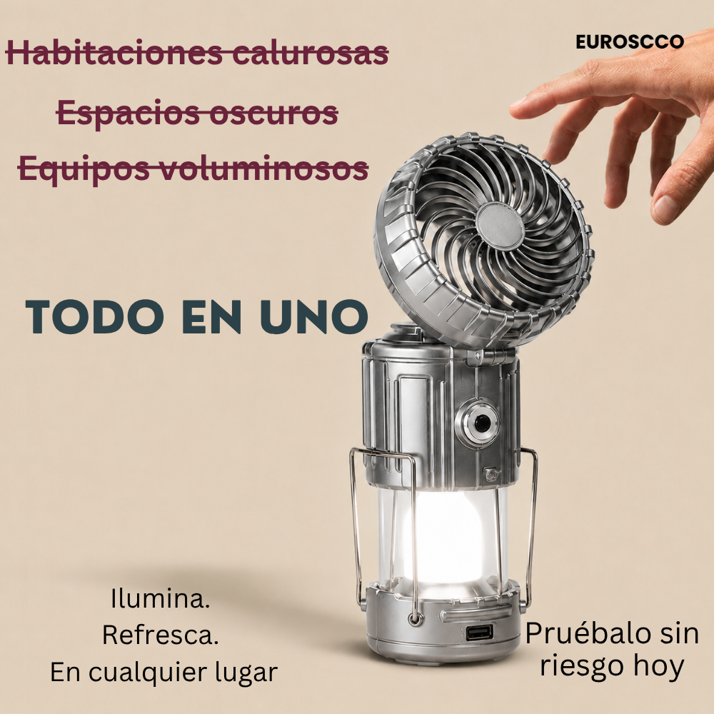 LINTERNA SOLAR CON VENTILADOR 5 EN 1