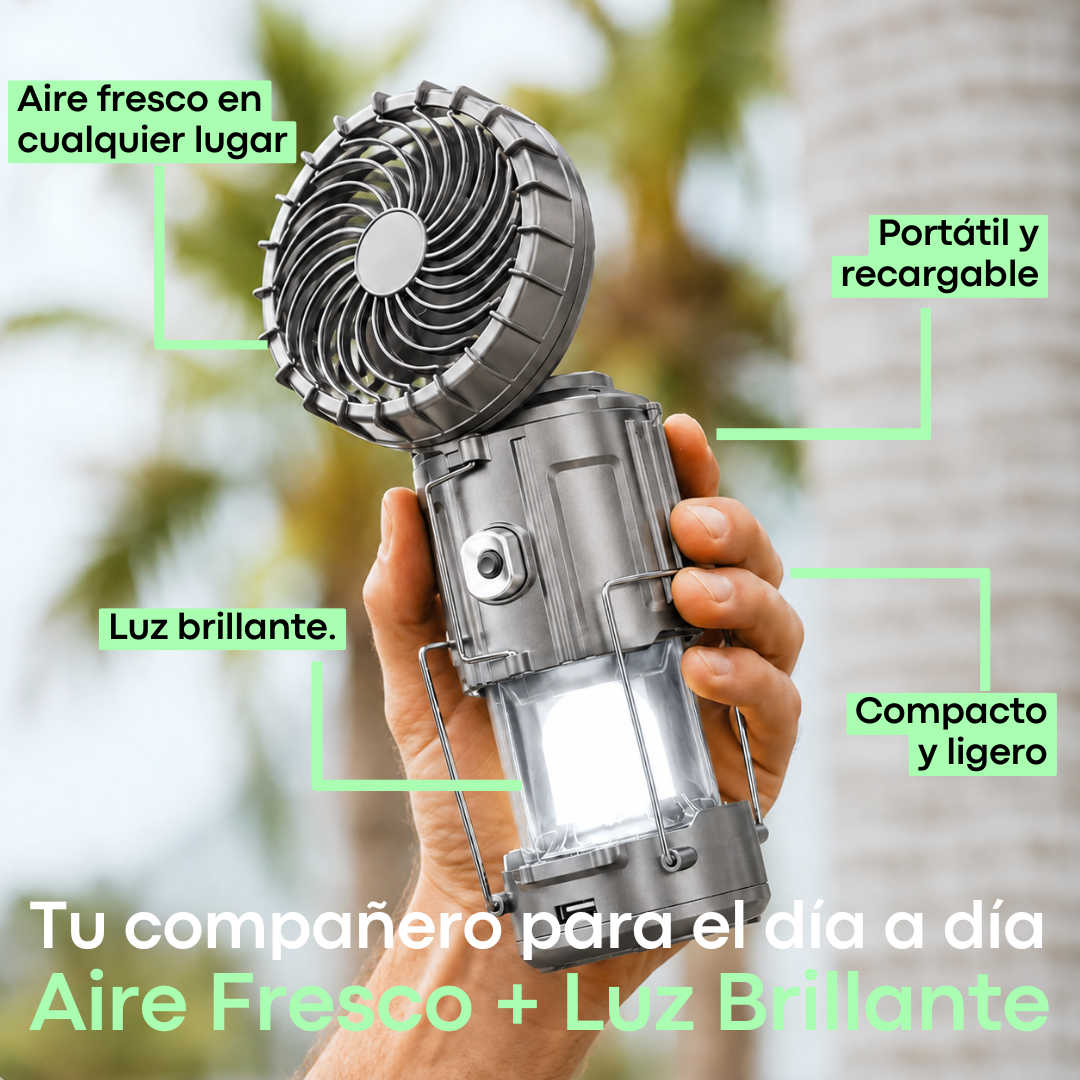 LINTERNA SOLAR CON VENTILADOR 5 EN 1