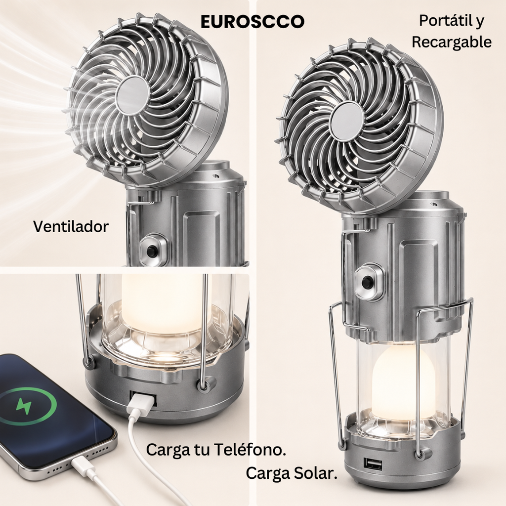 LINTERNA SOLAR CON VENTILADOR 5 EN 1