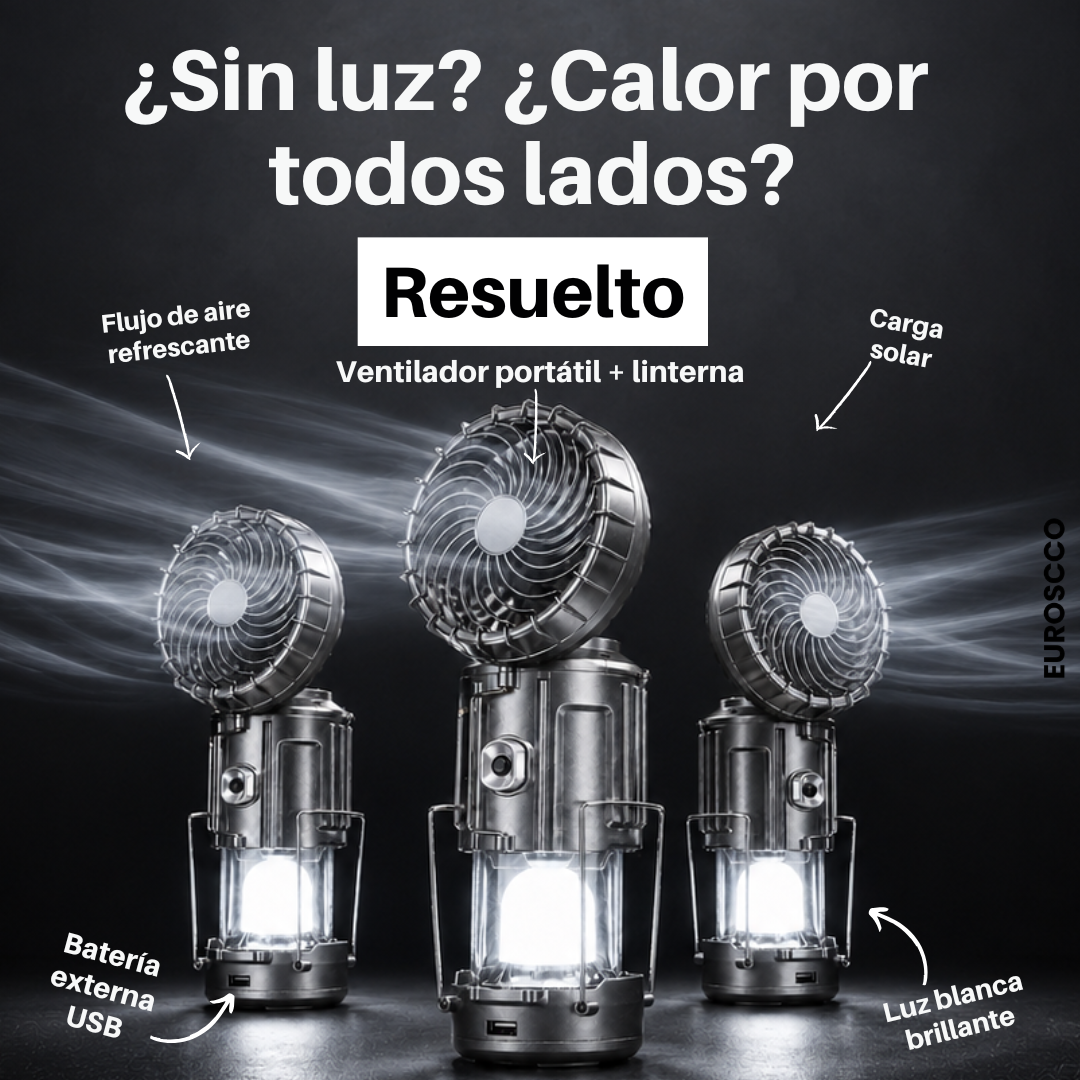LINTERNA SOLAR CON VENTILADOR 5 EN 1