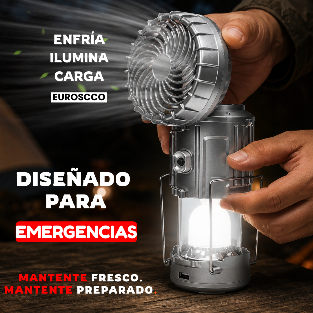 LINTERNA SOLAR CON VENTILADOR 5 EN 1
