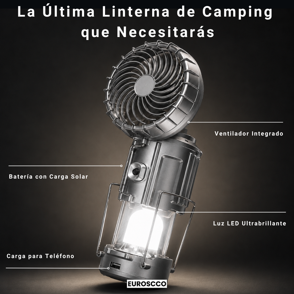 LINTERNA SOLAR CON VENTILADOR 5 EN 1